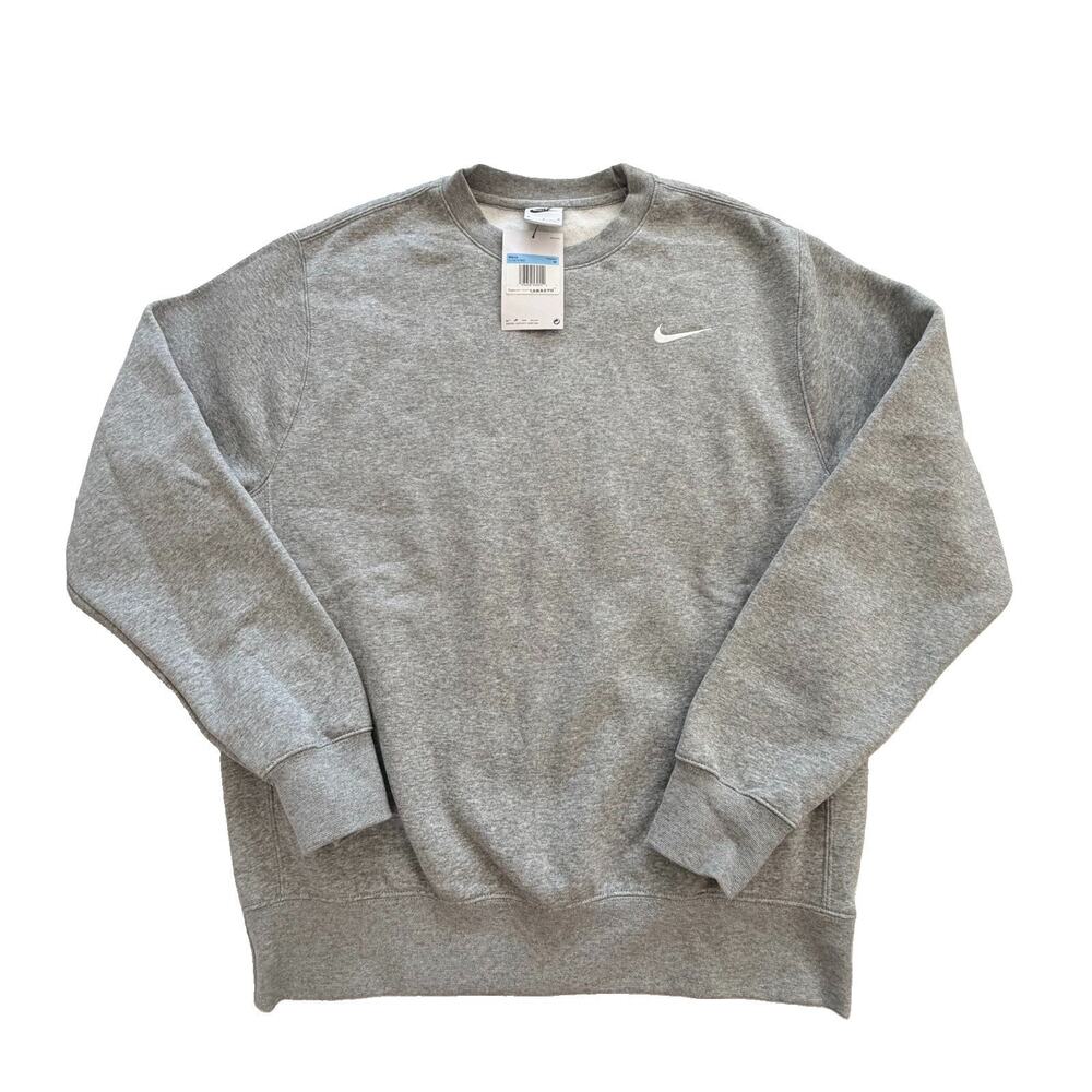 New Nike Club Fleece Crewneck Sweatshirt Men's Medium Grey Pullover NWT
